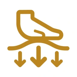 Bold gold downward suppress arrow icon
