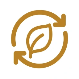 Gold renewal cycle arrow icon on white