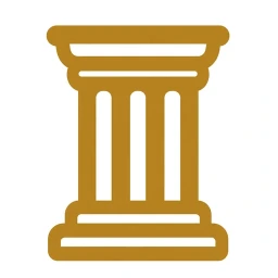 Gold sustain flame pillar icon on white