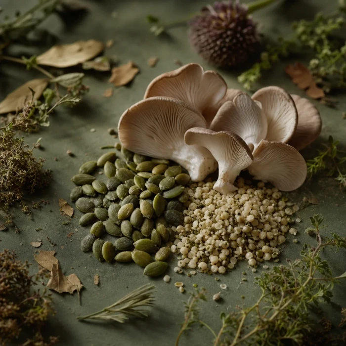 Pumpkin seeds on olive matte board