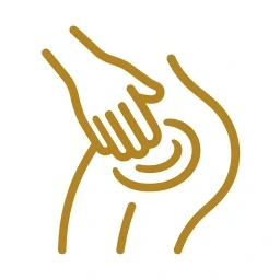 Gold hand applying cream icon