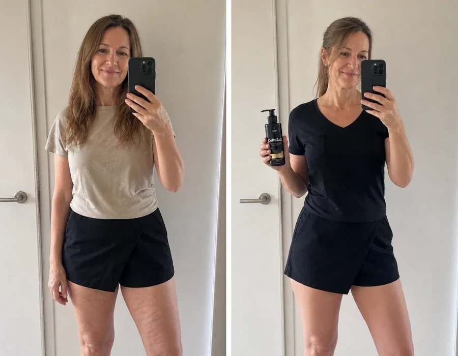 Woman s legs before and after cellulite