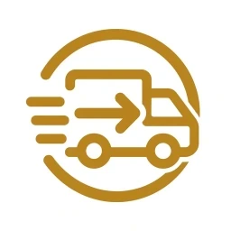 Bold gold transport arrow mechanism icon