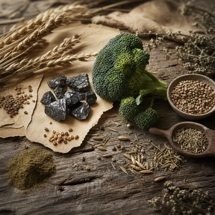 Chromium mineral on weathered wood parchment