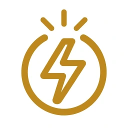 Bold gold activation lightning bolt icon