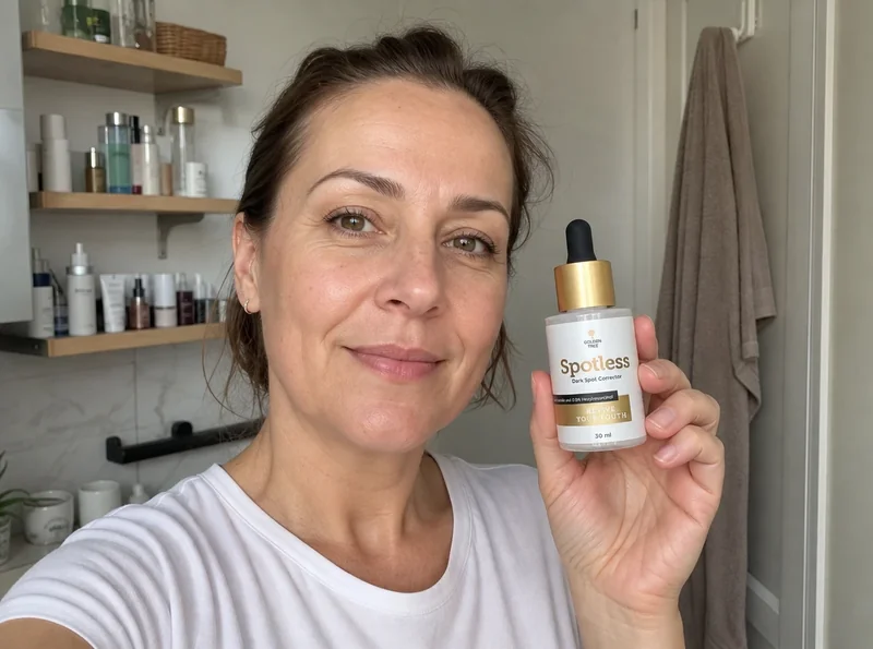 Woman holding dropper serum at home