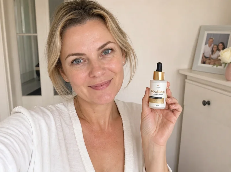 Woman in her forties with serum dropper