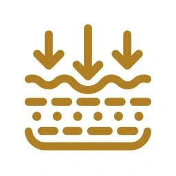 Gold absorption arrows into skin layers