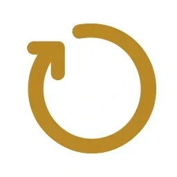 Gold circular renewal refresh arrow icon