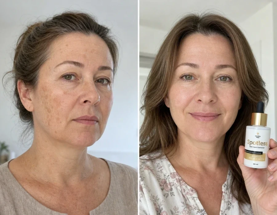 Woman s face before and after spot