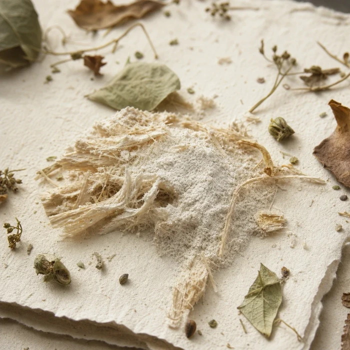 Cellulose powder plant fibres handmade paper macro