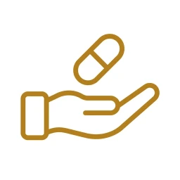 Gold capsule take icon on white