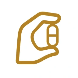 Gold capsule take icon on white