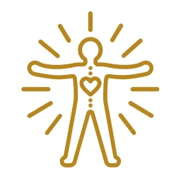 Bold gold body function icon on white