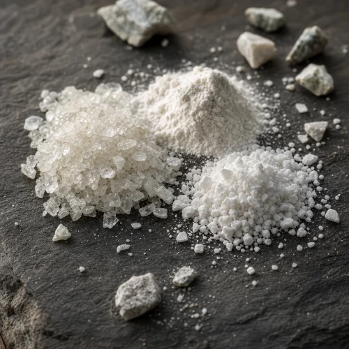 Triple magnesium mineral crystals macro photograph