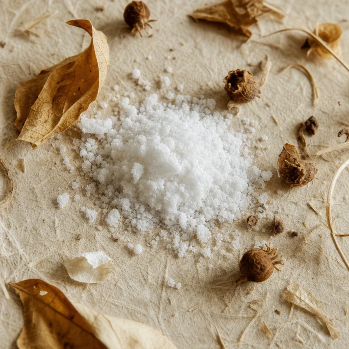 Magnesium bisglycinate powder on handmade paper