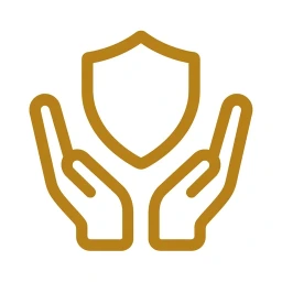 Gold cupped hands support icon