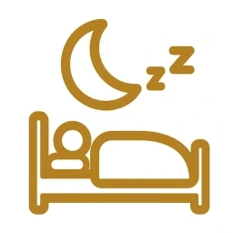 Gold sleeping figure rest icon