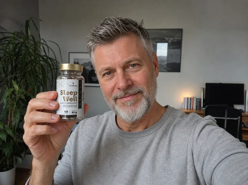 Man holding Golden Tree Sleep Well supplement
