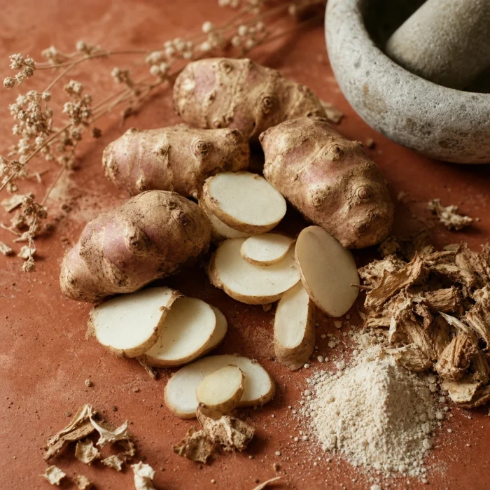 FOS source garlic and artichoke on terracotta