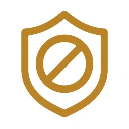 Bold gold shield block icon on white