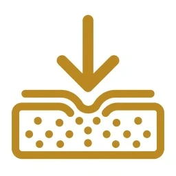 Bold gold absorption droplet layer icon