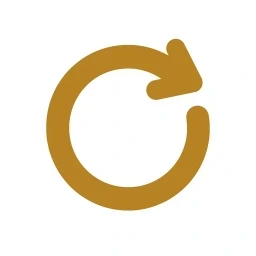 Bold gold circular repeat cycle icon