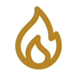 Bold gold flame burn icon