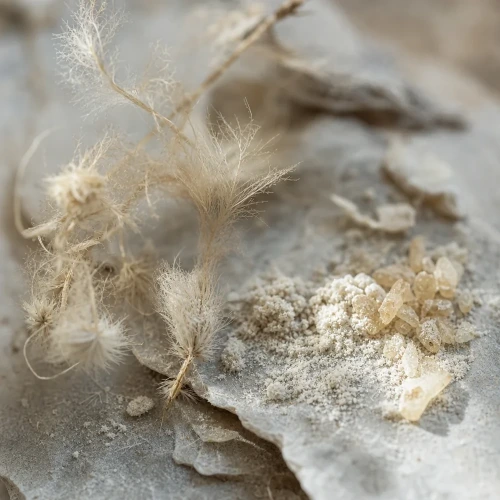 Delicate peptide-source botanical fragments on stone