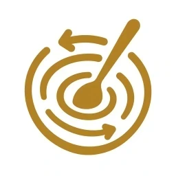 Bold gold mixing swirl step icon