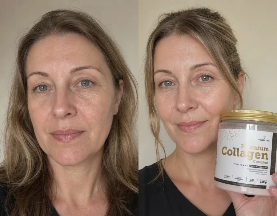 Sophie before and after collagen skin transformation