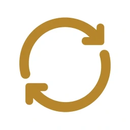 Gold continuous loop sustain icon on white