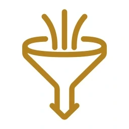 Gold drain funnel icon on white