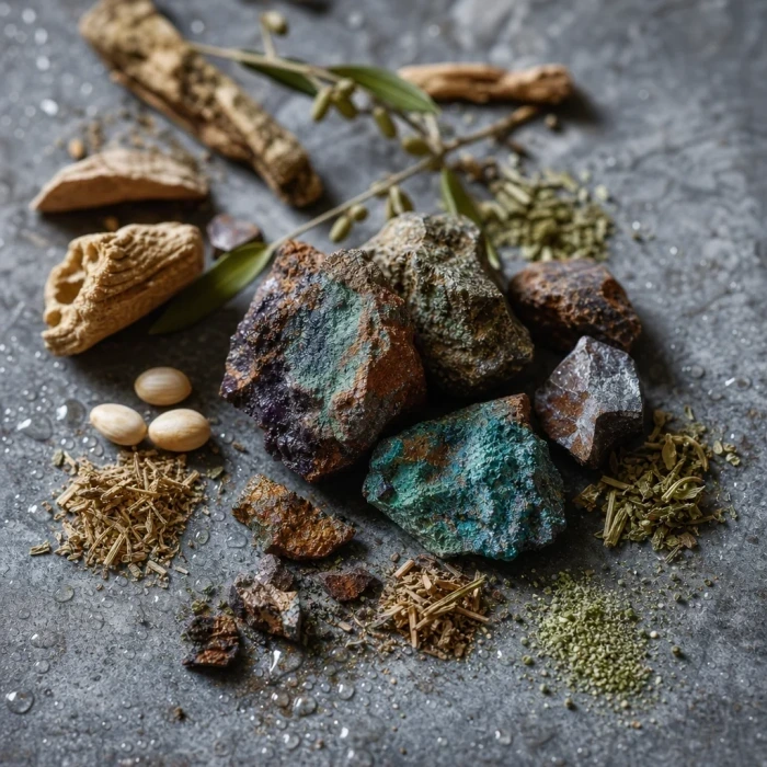 Mineral ore fragments cool stone macro