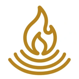Calm flame icon in warm gold