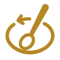 Bold gold spoon stirring motion icon