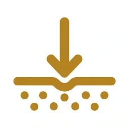 Bold gold arrow absorbing into membrane icon