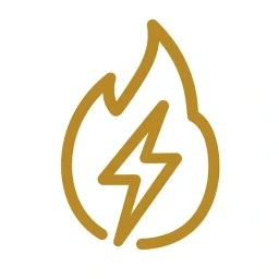Bold gold fuel flame icon