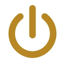 Gold activation power icon on white