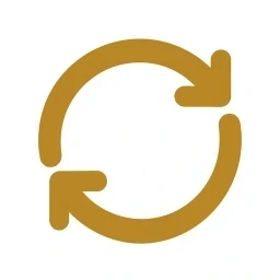 Gold infinity loop sustain icon on white