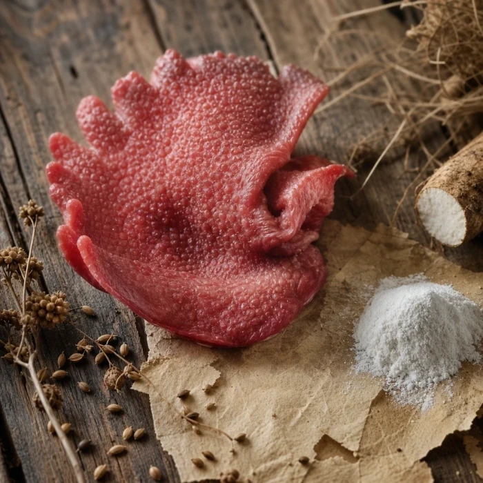 Hyaluronic acid source on weathered wood parchment