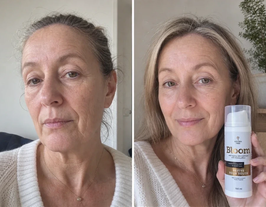 61-year-old woman before-after face skin improvement