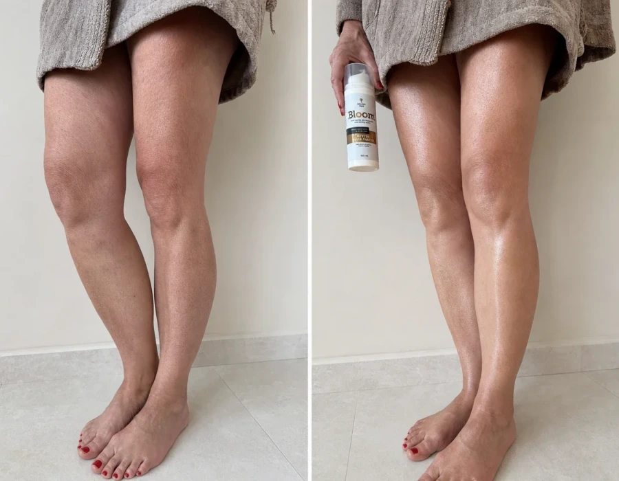 Before and after of woman s glowing
