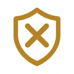 Goldenes Schild Neutralisieren-Symbol weißer Hintergrund