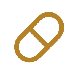 Gold capsule icon on white background