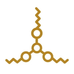 Gold triglyceride molecule icon white