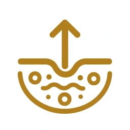Gold absorption arrow cell icon white