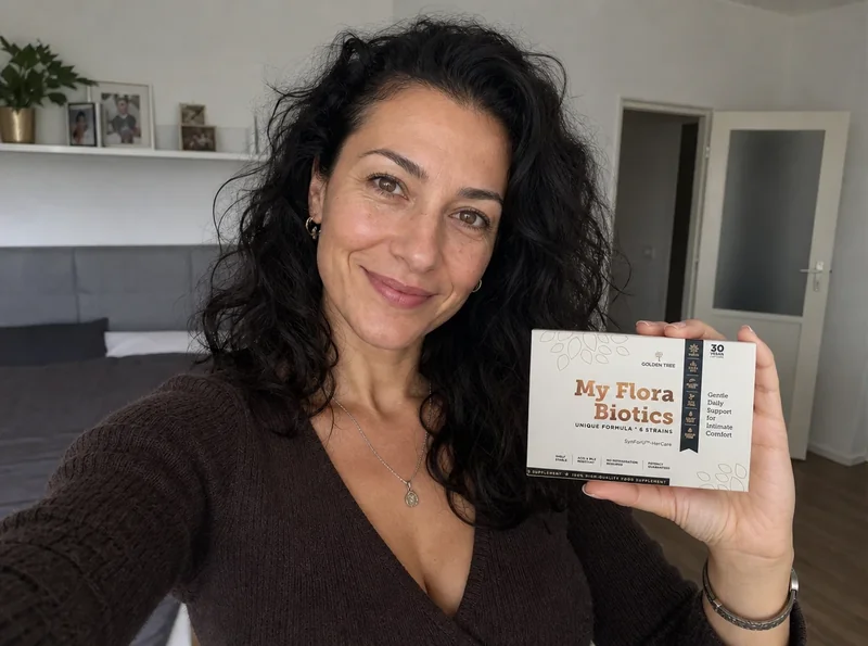 Woman holding My Flora Biotics product