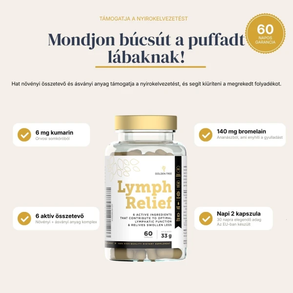 Lymph Relief Tisztítsd meg tested természetes vízelvezető csatornáit, és búcsút inthetsz a nehéz, duzzadt lábaknak.