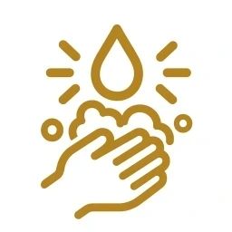 Bold gold cleanse water droplet icon